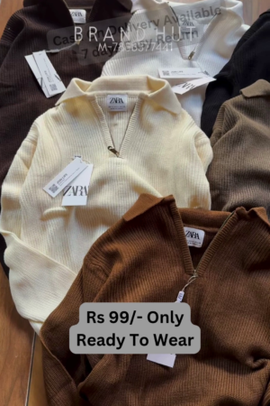 Solid Knit Sweaters 🧶🧺 With Ribbed Texture – Brown, White, Cream & Black Variants