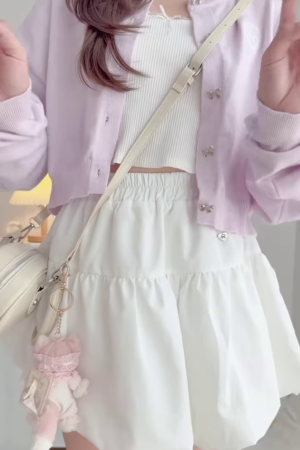 Pastel Knitwear Collection 🧶🎀 With Bow Buttons, Zip Charm & Ribbed Texture – Purple, Blue & Pink Variants