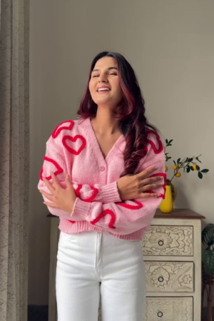 Heart & Ribbon Knitwear Collection 🧶💗 With Embroidery & Bow Accents – Pink & Cream Variants