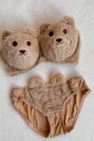 Teddy-Inspired Plushwear 🧸💕 With Embroidered Faces & Furry Textures – Novelty Set + Display Props