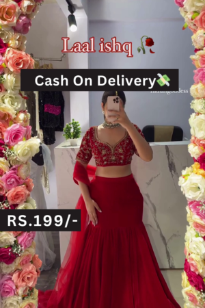 Laal Ishq Red Embroidered Lehenga Choli Set with Sheer Dupatta  Festive Elegance on a Budget