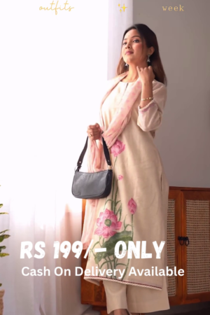 Floral Hand-Painted Kurta Set – 4 Elegant Shades