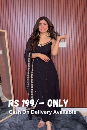 Midnight Elegance Black Anarkali Set – Timeless Grace