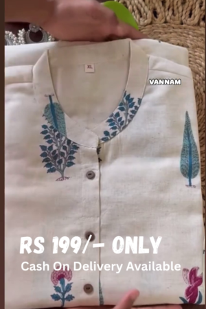 Elegant Off-White Printed Kurti Set – 4 Colors, 3-Piece Collection