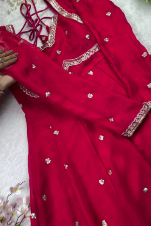 Majestic Rani Pink Scalloped Designer Gown