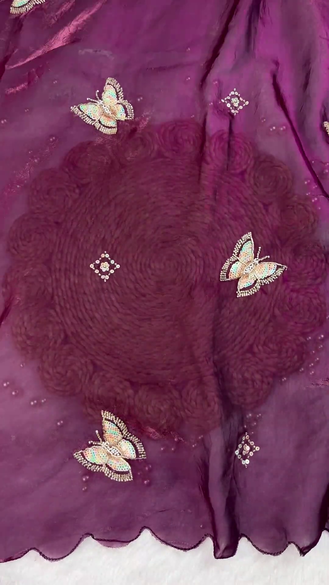 Grand Plum Ensemble with Butterfly Sequin Artistry - Image 2