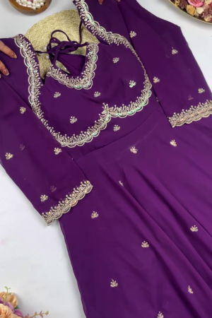 Royal Purple Anarkali with Scalloped Zari Detailing
