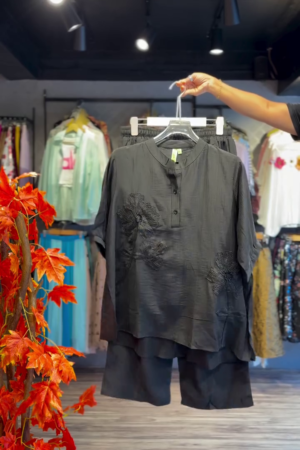 Mandarin Bloom Co-ord in Noir