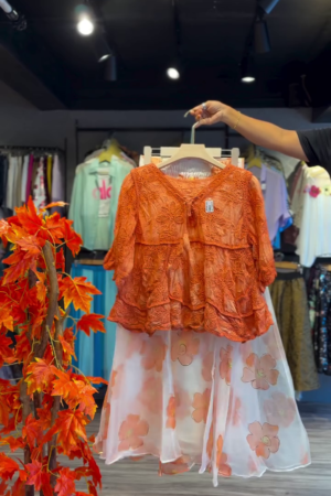 Ember Lace Blouse & Floral Sheer Skirt