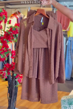 Lace Texture Co-ord in Earth Brown