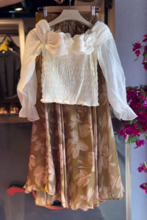 Embroidered Paisley Top in Olive & Wide-Leg Pants in White