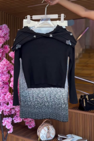 Embellished Black & Silver Dress