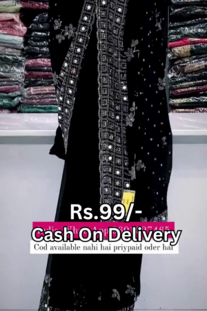 Midnight Noir Shimmer Saree with Mirror-Work Artistry