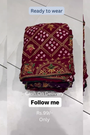 Heritage Wine Bandhani Saree with Ornate Zardosi Borders