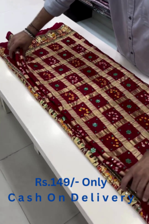 Heritage Maroon Bandhani Silk Saree