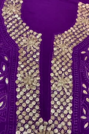 Royal Purple Mirror Work Embroidered Kurta