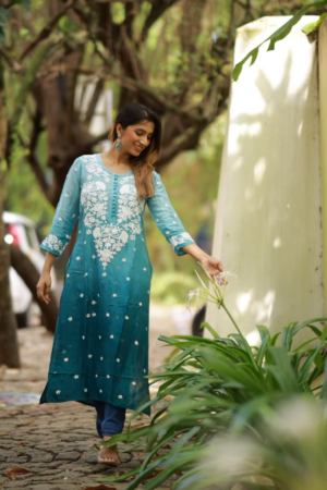 Aqua Blue Chikankari Kurta