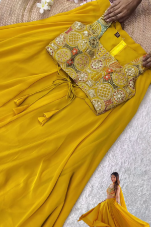 Golden Mustard Embroidered Lehenga Set