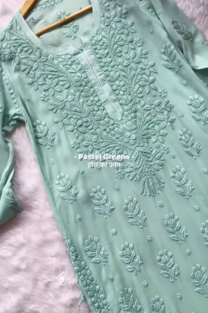 Pastel Green Handcrafted Chikankari Kurta Set – Subtle Elegance