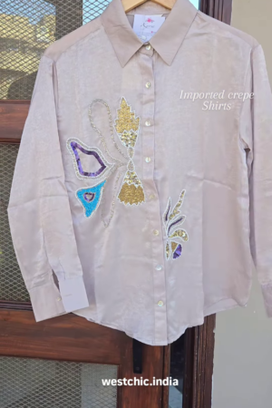 Luxury Embellished Imported Crepe Shirt – Effortless Glamour