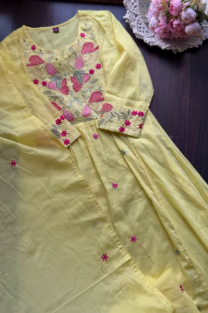Sunlit Bloom Embroidered Cotton Kurta Set