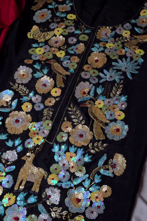 Black Hand-Embroidered Sequin Jacket Kurta