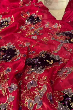 Scarlet Bloom Handcrafted Lehenga Set