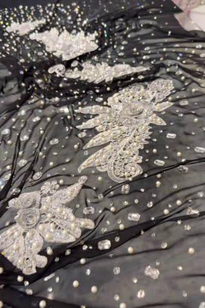 Midnight Elegance Black Embellished Saree