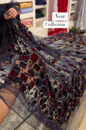 Midnight Mosaic Navy Blue Embellished Saree