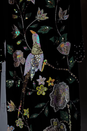Midnight Majesty Embroidered Velvet Ensemble