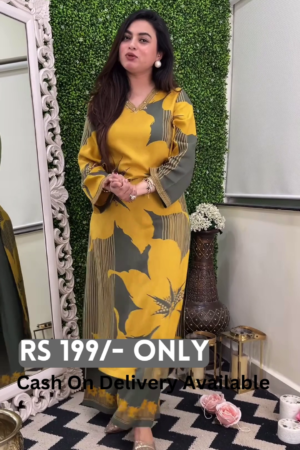 Chic Mustard & Grey Printed Long Dress – Effortless Elegance