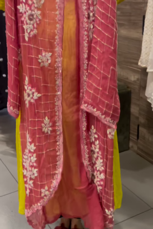 Deep Wine Velvet Net Kurta Set with Floral Sequin Embroidery