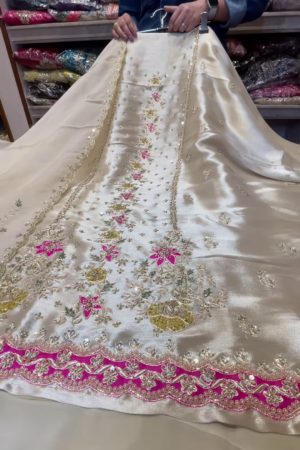 Ivory Silk Embroidered Lehenga Set
