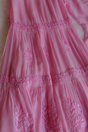 Roseblush Embroidered Chiffon Long Dress