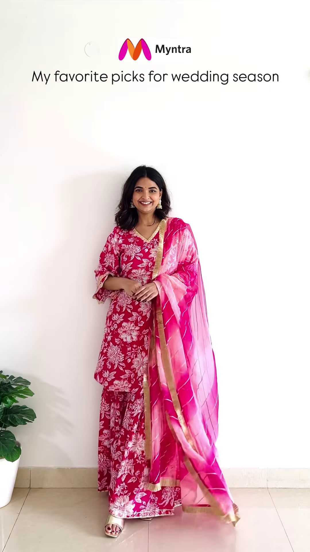 Red Floral Anarkali Kurta Set with Green Dupatta – Wedding Edition - Image 8