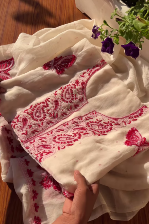 Off-White Kashmiri Embroidered Unstitched Suit Set