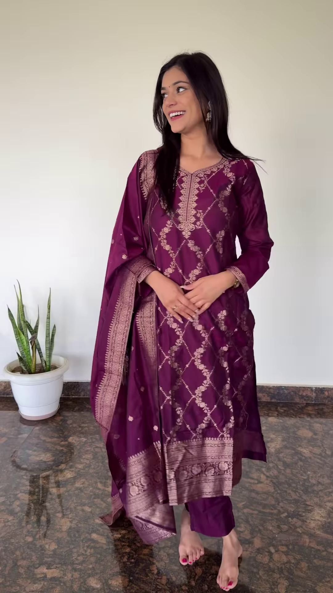 Royal Purple Embroidered Kurta Set with Dupatta – Ethnic Elegance - Image 6