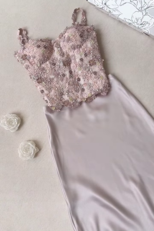 Petal Pink Sequin Embellished Corset Gown