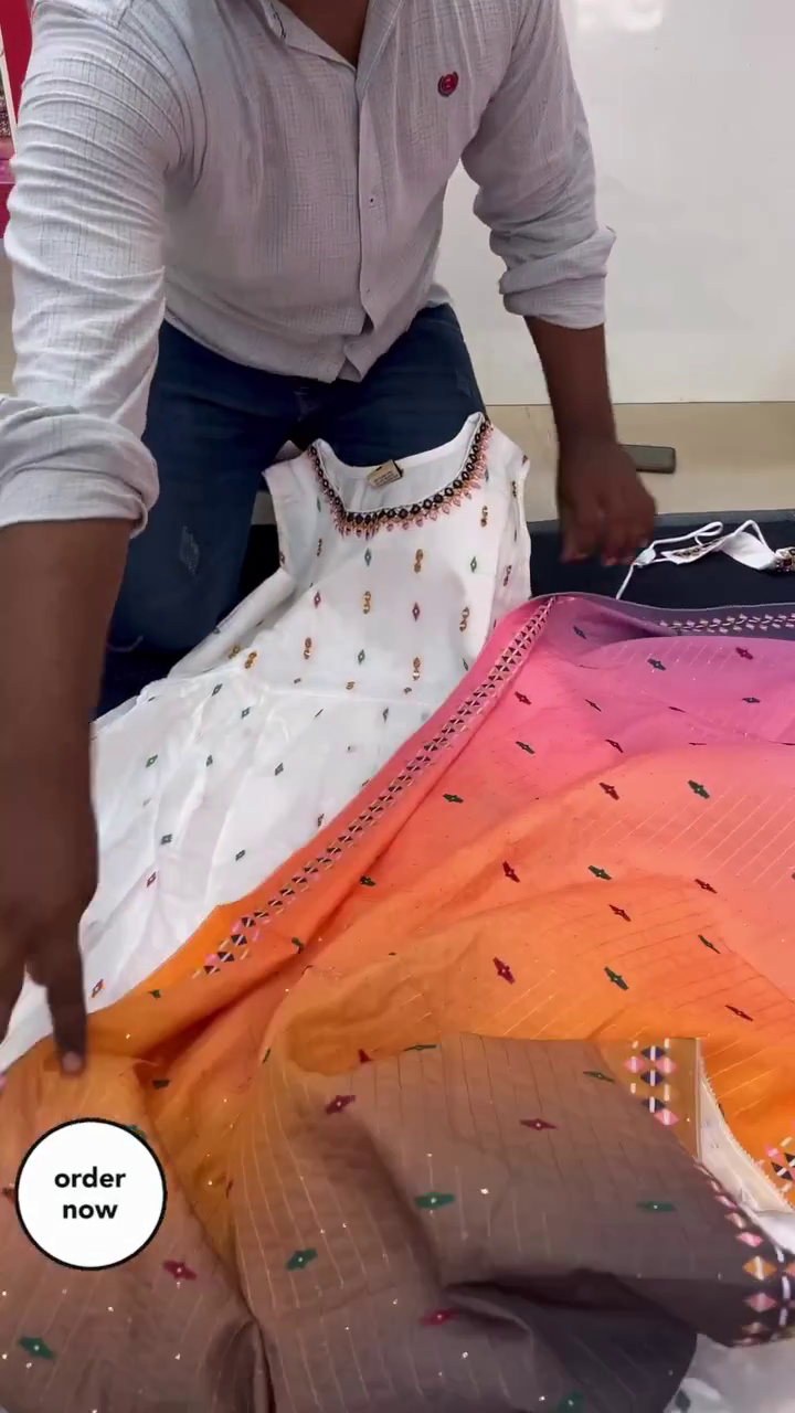 Elegant White & Ombre Multicolor Anarkali Dress β Festive Charm - Image 2