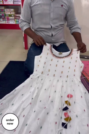 Elegant White & Ombre Multicolor Anarkali Dress – Festive Charm