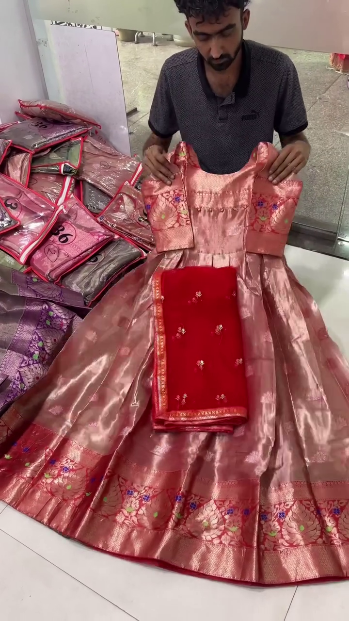 Elegant Purple & Gold Silk Lehenga Set with Net Dupatta - Image 2