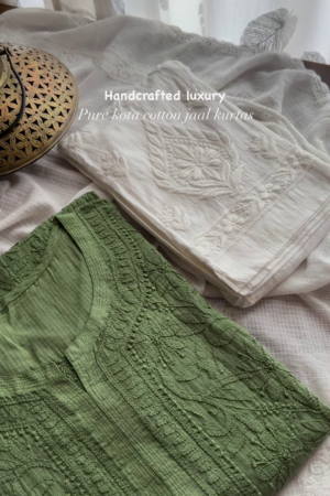 Handcrafted Kota Cotton Jaal Kurta