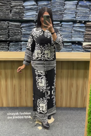 Monochrome Elegance Printed Co-ord Set