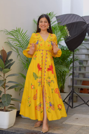 Tropical Bliss Pineapple Embroidered Halter Dress