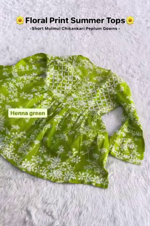 Floral Print Summer Tops – Mulmul Chikankari Peplum Gowns