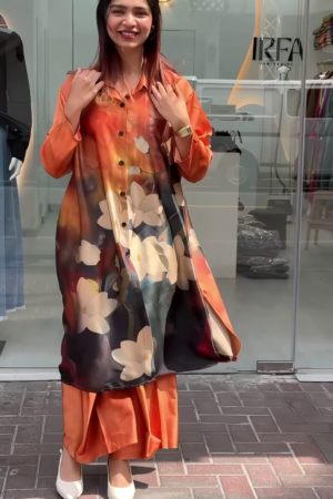 Elegant Floral Printed Satin Co-ord Set