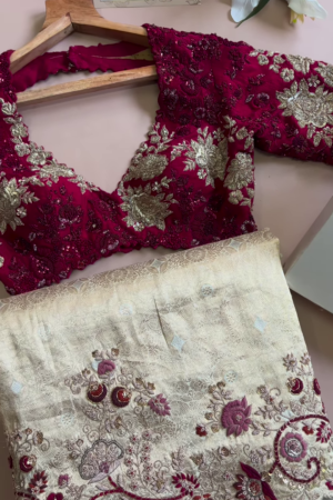 Maroon & Gold Embroidered Lehenga Set