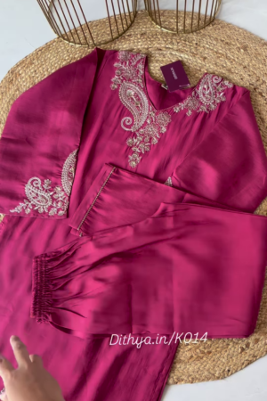 Elegant Wine Embroidered Kurta Set