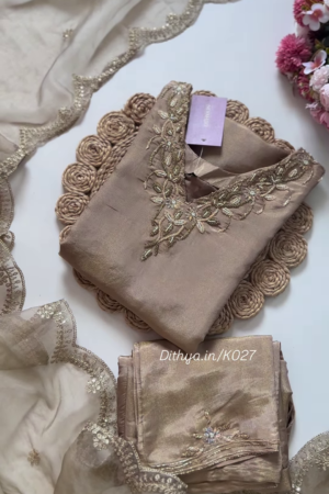 Opulent Gold Embroidered Chanderi Suit Set