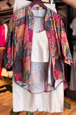 Urban Boho Abstract Print Linen Co-ord Set